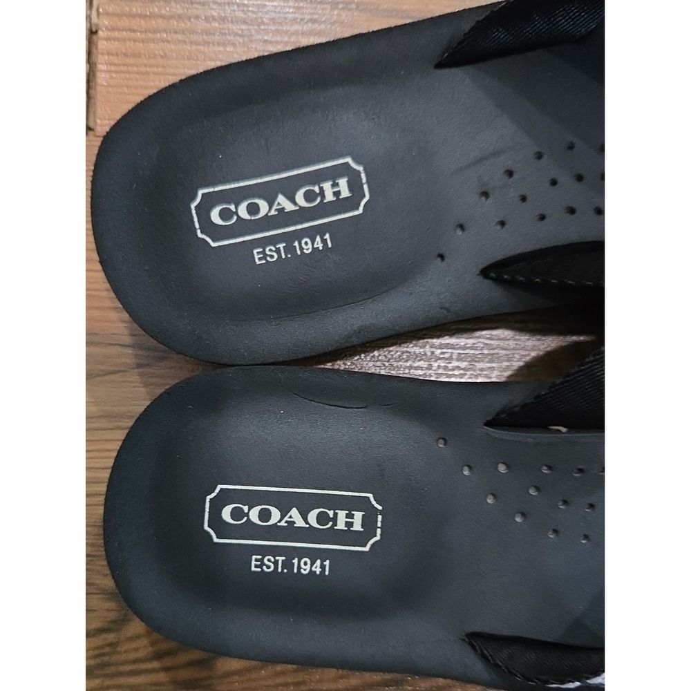 Coach Jessalyn Surf Fiji Signature Logo Wedge Flip Flop Thong Sandals 7 Black - Picture 3 of 7